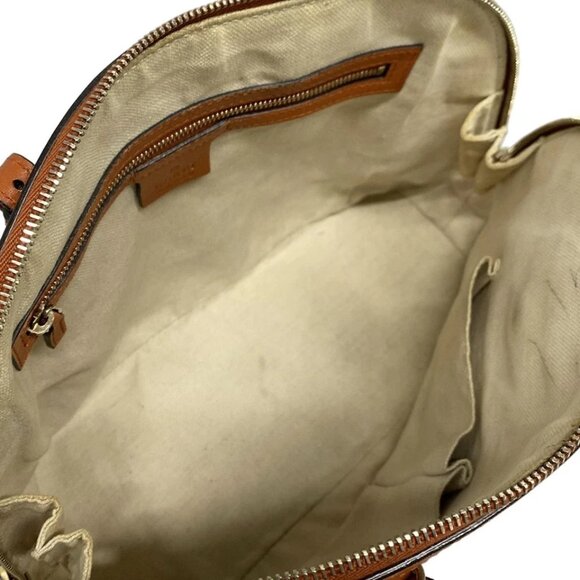 GUCCI Nice/GG Plus GG Supreme Orange Cream PVC Leather Handbag 329-080925 - Picture 11 of 14